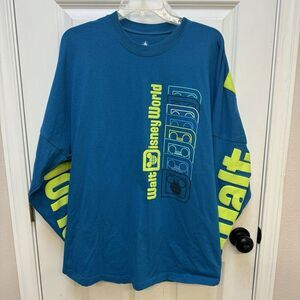 SPIRIT JERSEY Walt Disney World Long Sleeve Shirt Blue Green XL Oversized Mickey